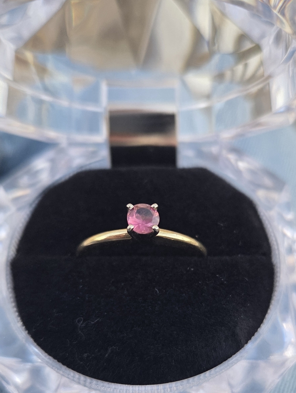14k Pink Solitaire Ring